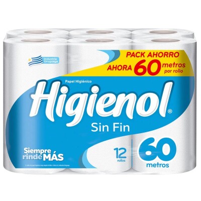 Papel Higiénico Higienol Sin Fin 60 MT - X12 Papel Higiénico Higienol Sin Fin 60 MT - X12