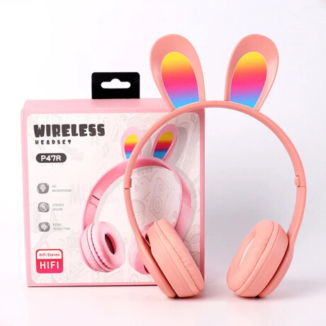 Auricular Conejo BT Vincha Reducción Ruido Inteligente Rosa