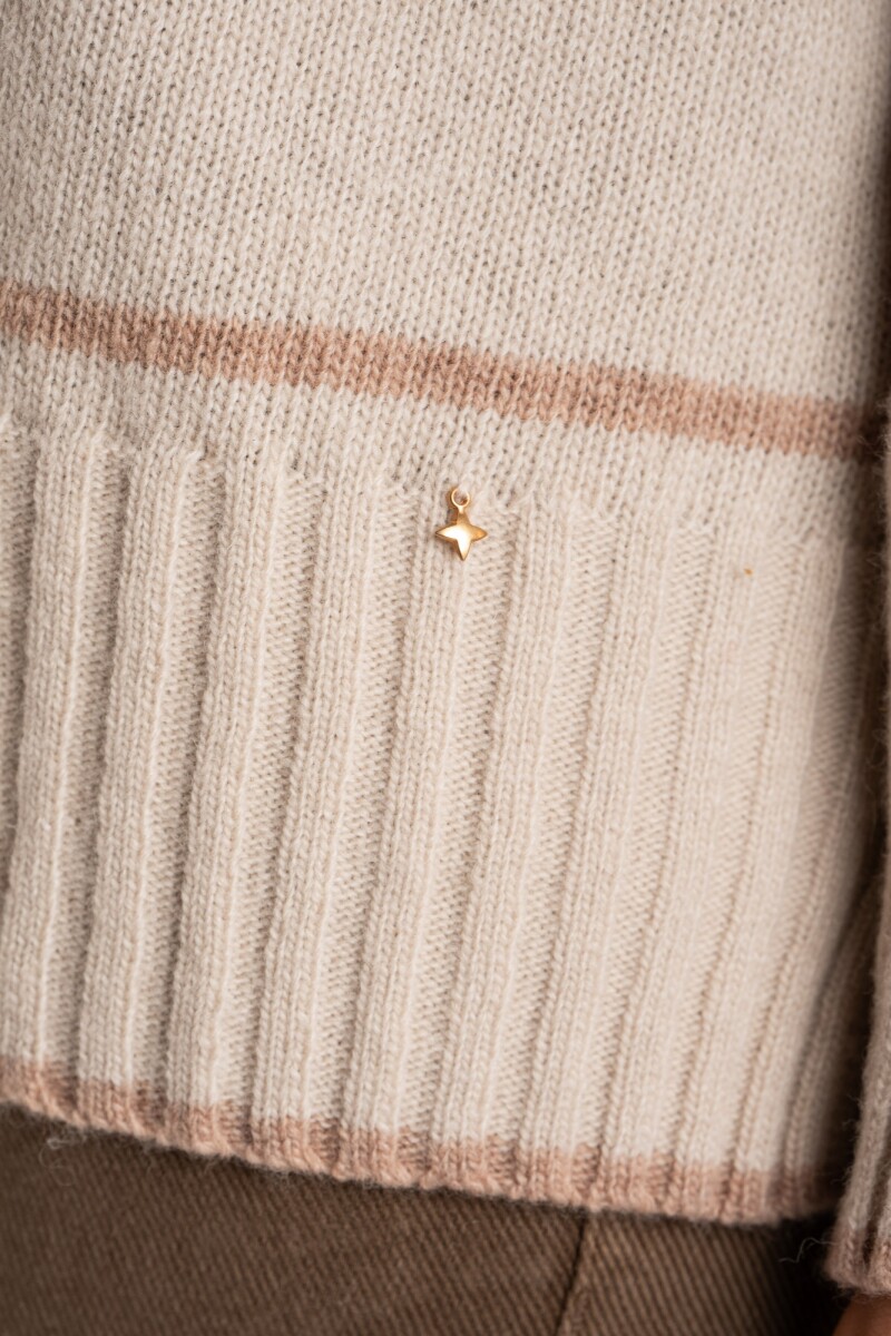 Sweater Rayado Lana Beige Melange
