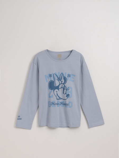 Remera manga larga estampada Minnie Celeste