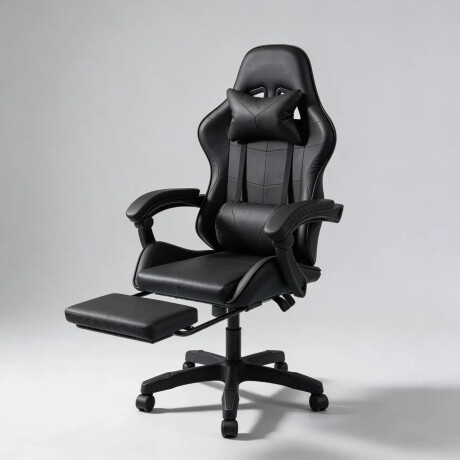 Silla Gamer Reclinable 360º 150kg Masaje Lumbar Apoyapies Negro