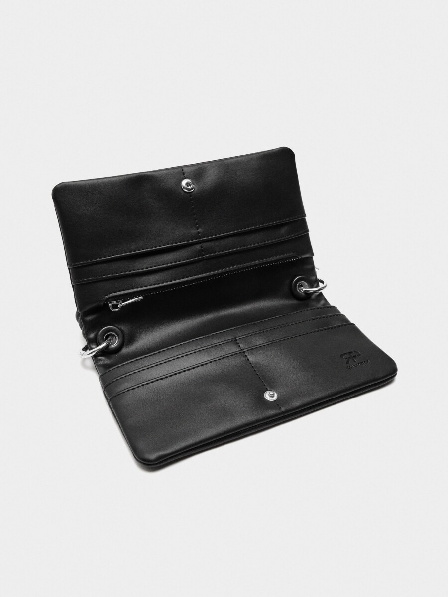 Cartera Efecto Piel Con Asa negro