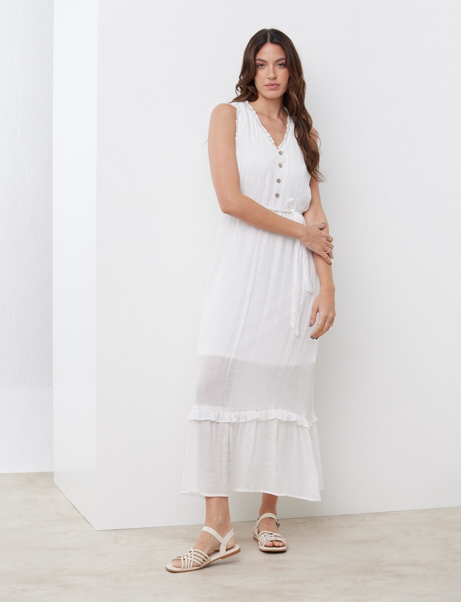 Vestido Maxi Botones - Crudo 