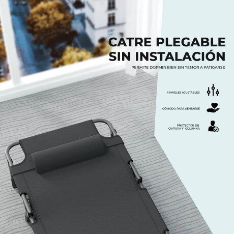 Catre Plegable De Metal C/Colchón Aire Libre Portátil Negro