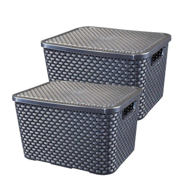 Set x2 Caja ratan 15 lts NEGRO