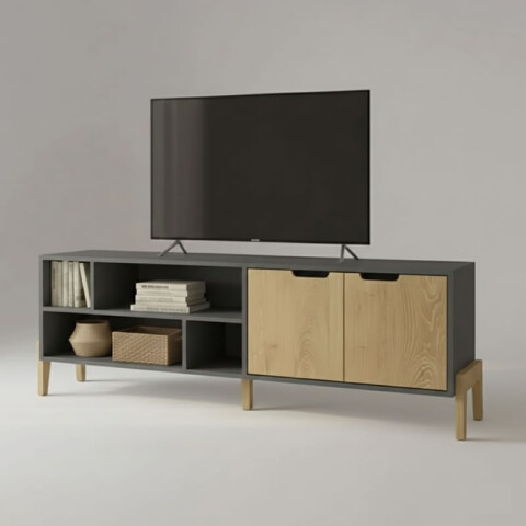 Rack para TV Combinada con Patas en Madera - MDP - Linea Melilla Rack para TV Combinada con Patas en Madera - MDP - Linea Melilla