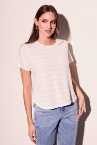 Remera Texturada Manga Corta Blanco