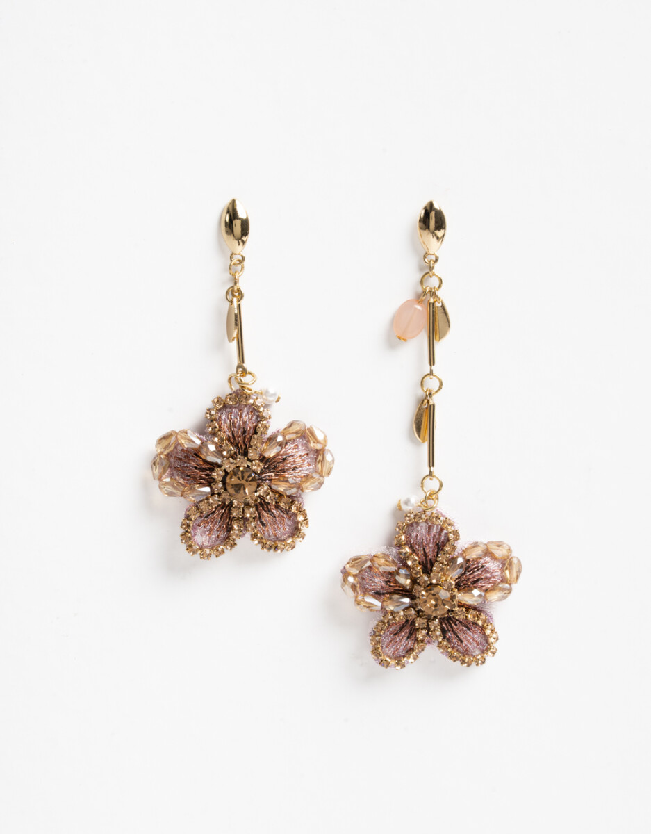 Aros Colgantes Largos Flores 