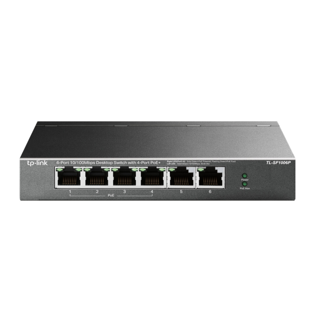 Tp-link - Switch TL-SF1006P. 6 Puertos RJ45 10/100 Mbps. 4 Puertos Poe. Plug And Play. Carcasa de Me 