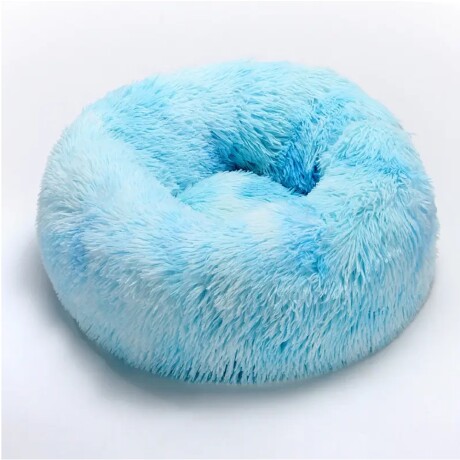 Cama Cucha Puff Redondo 70cm De Felpa P/ Mascotas Perro Gato Celeste