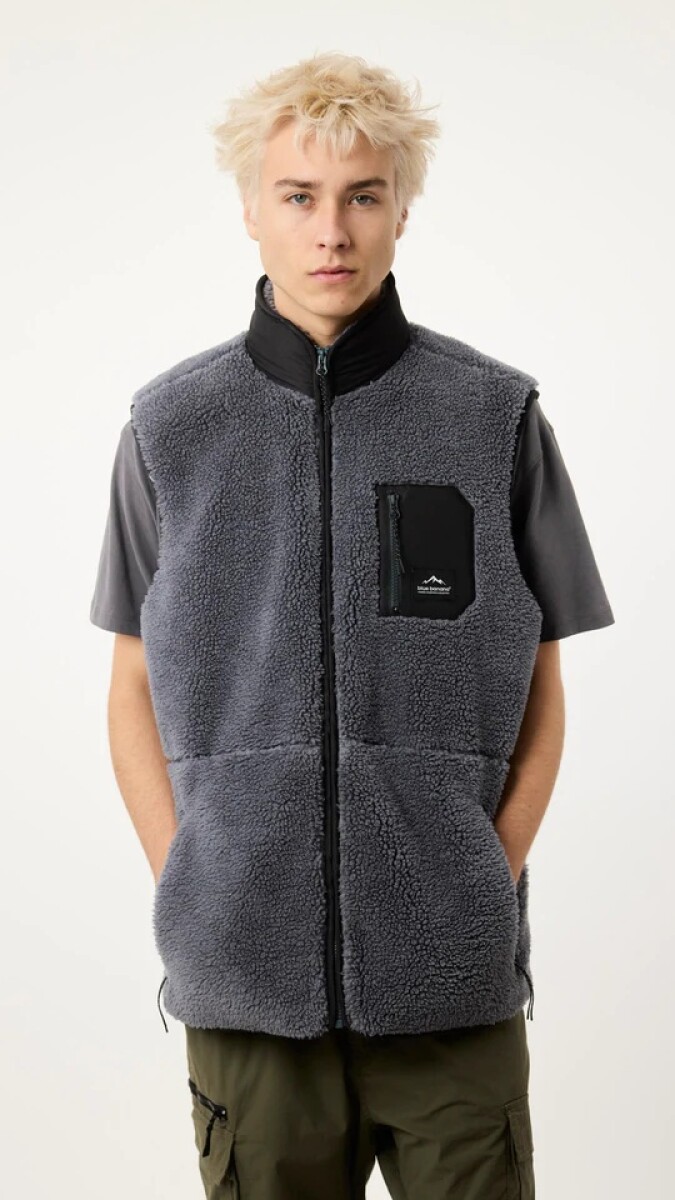 DARK GREY ROPE FLEECE VEST 
