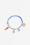 Pulsera dijes y ojito regulable azul