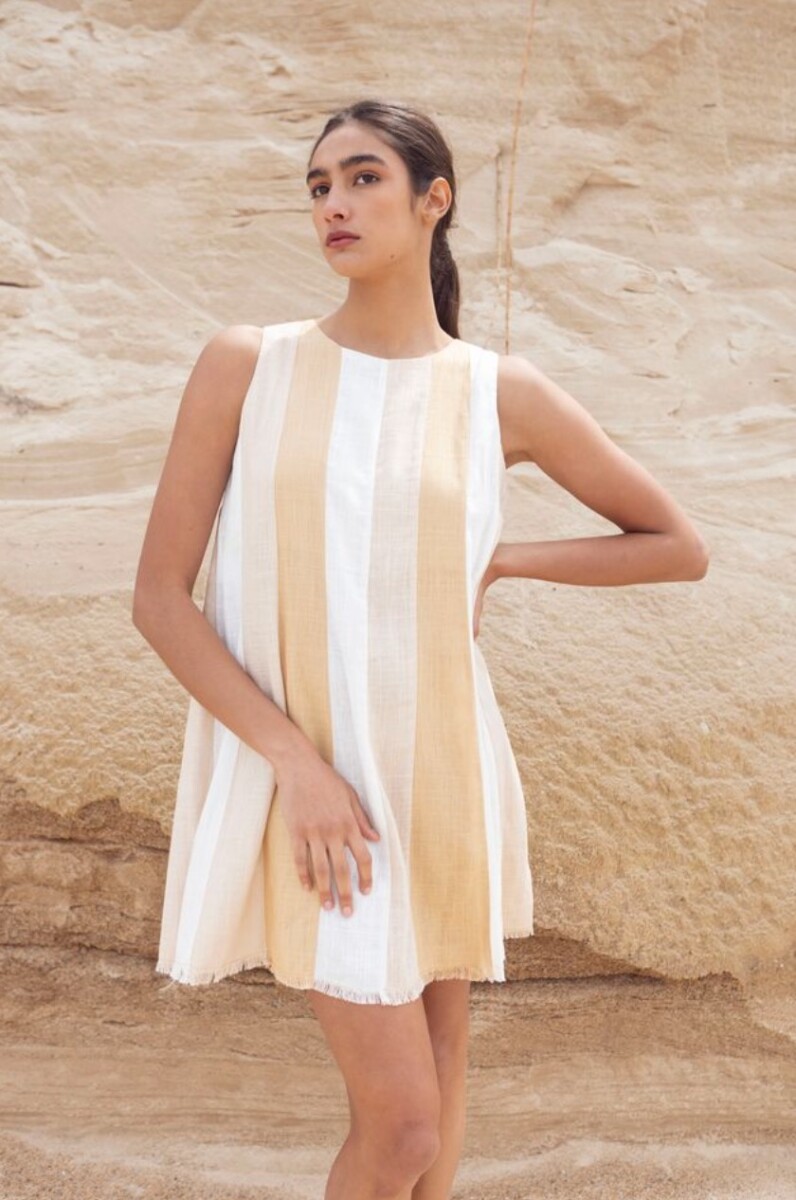 Vestido Tanquin SS25 - Beige manteca y maiz 