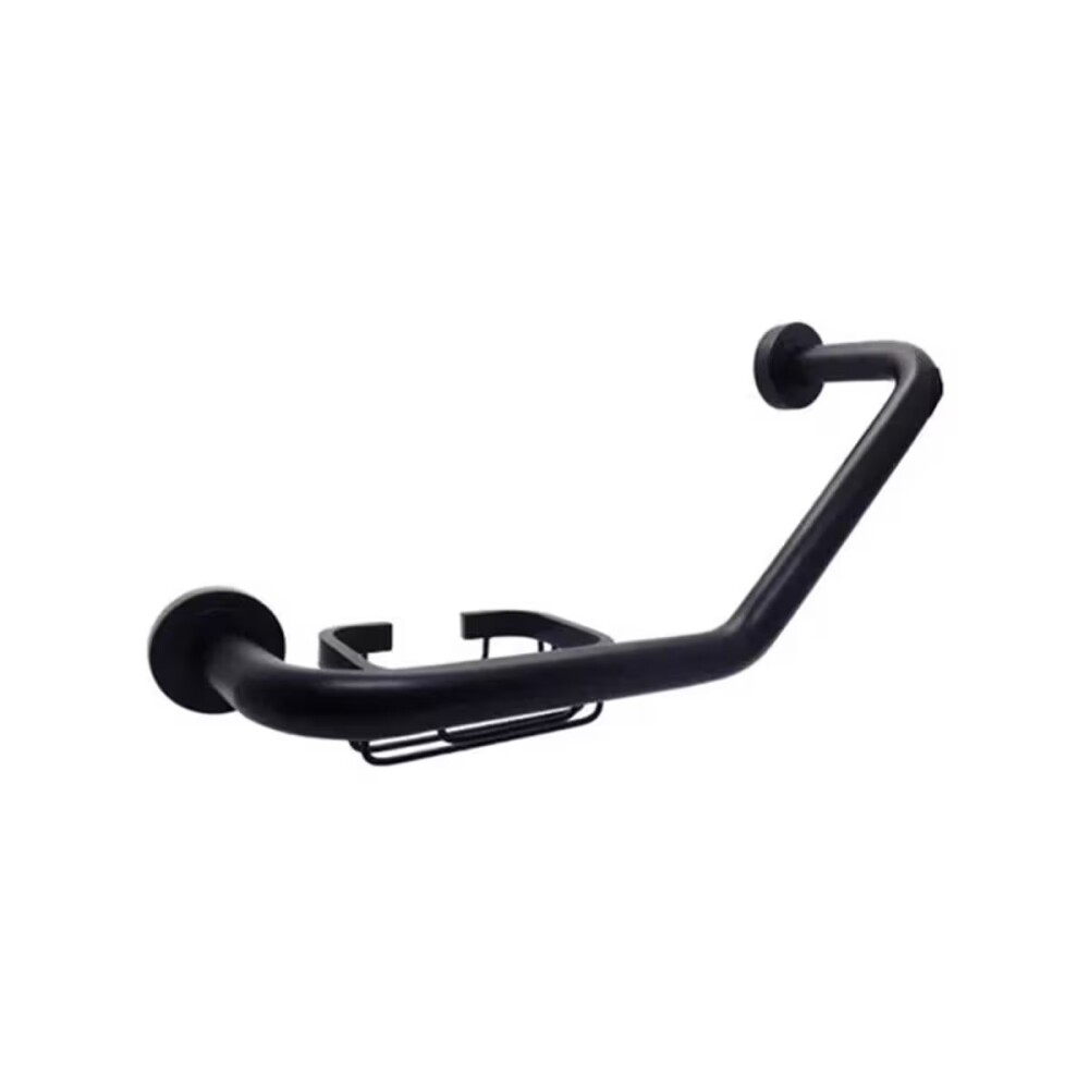 Agarradera De Ducha Angular Negro Mate Con Jabonera Izquierda /derecha Agarradera De Ducha Angular Negro Mate Con Jabonera Izquierda /derecha