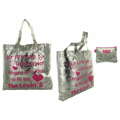 BOLSA PVC METALIZADA PLATEADO 42X35.5X6CM C/MONEDERO 10.5X14CM 14355 BOLSA PVC METALIZADA PLATEADO 42X35.5X6CM C/MONEDERO 10.5X14CM 14355