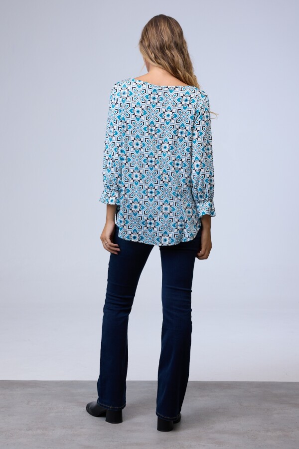 Blusa Keyhole MULTI/TURQUESA