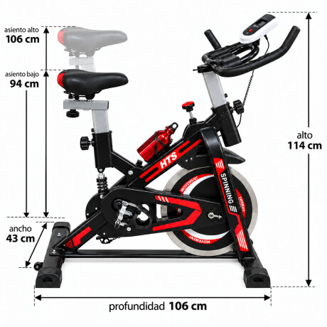 Bicicleta Spinning Professional Regulable Disco 18kg Negro/rojo