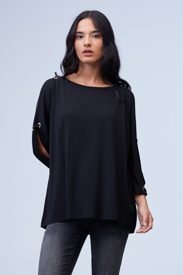 Blusa Oversize Manga Aros NEGRO