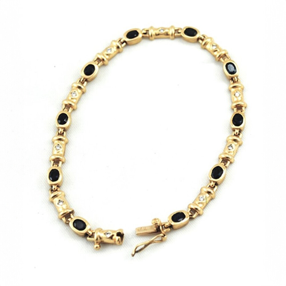 Pulsera Oro 18K Con Zafiros Y Brillantes Pulsera Oro 18K Con Zafiros Y Brillantes
