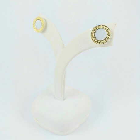 Caravanas de plata 925 con detalles de double en oro 18Ktes y nácar Griega