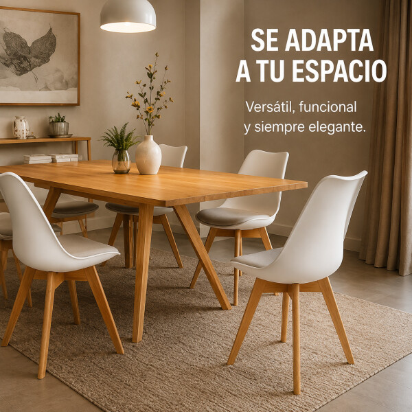 Silla Comedor ComboHome Tulip Eames Acolchada Reforzada Blanco 1