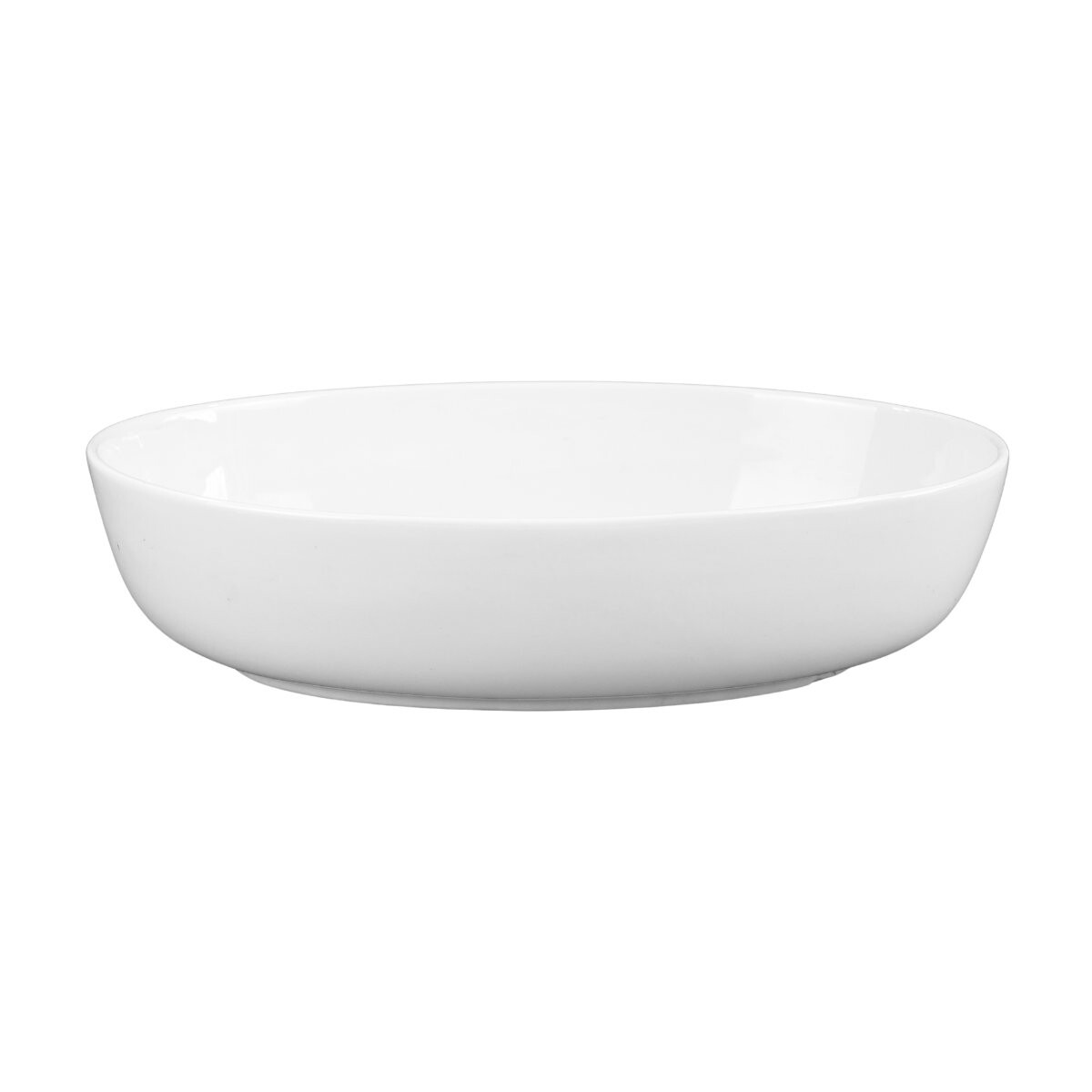 Fuente oval honda de ceramica blanca 