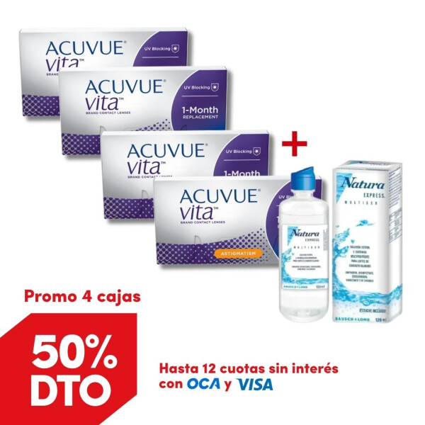 Acuvue Vita Torico - PROMO 4 Cajas + Renú Natura Acuvue Vita Torico - Promo 4 Cajas + Renú Natura