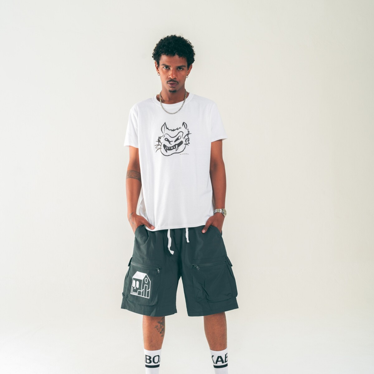 BERMUDA NYLON - LOGO VERDE 