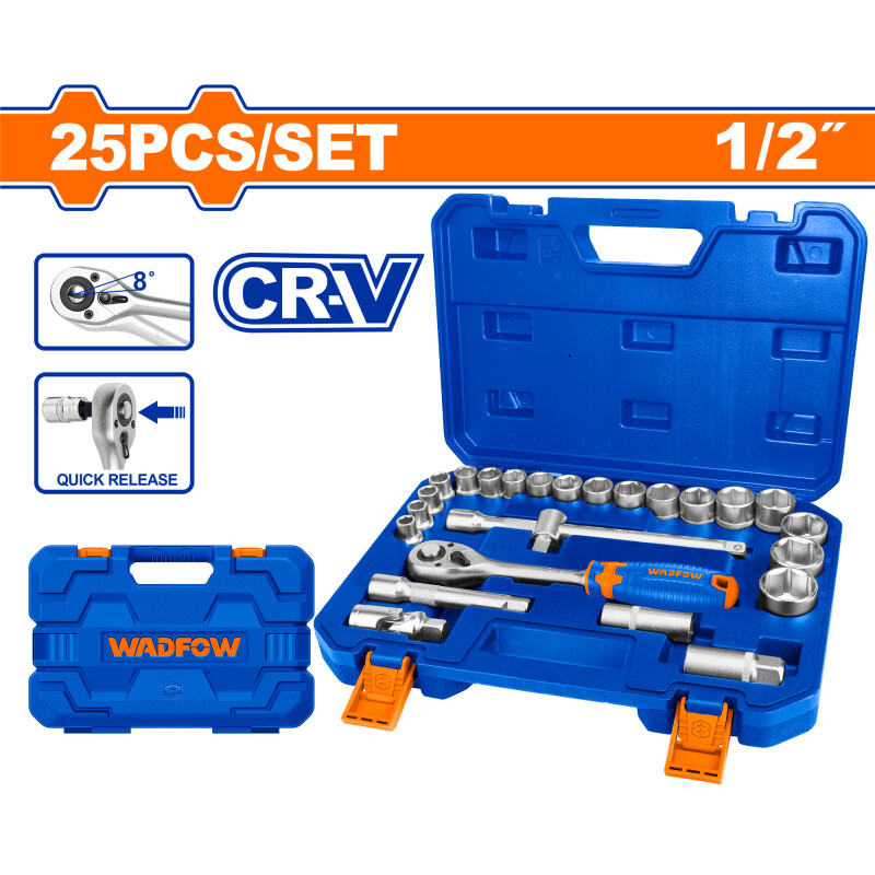 SET 25 DADOS Y CRIQUE 1/2 PULG WADFOW SET 25 DADOS Y CRIQUE 1/2 PULG WADFOW