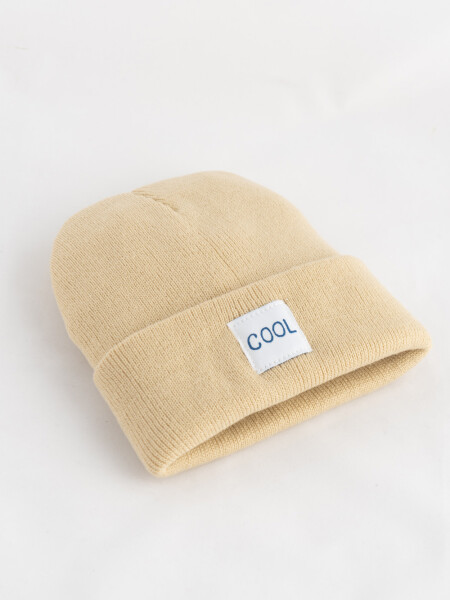 Gorro punto bordado arcoiris Beige Melange