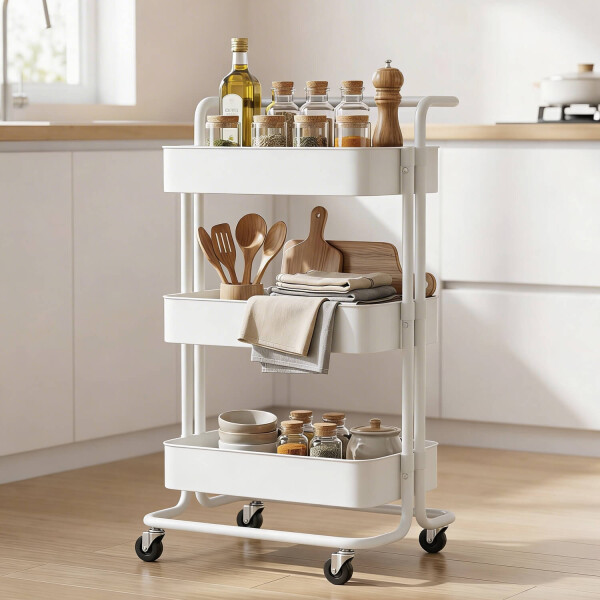Carrito Organizador Cocina 3 Estantes Carro Con Ruedas Almacenamiento Imback Color Blanco Carrito Organizador Cocina 3 Estantes Carro Con Ruedas Almacenamiento Imback Color Blanco
