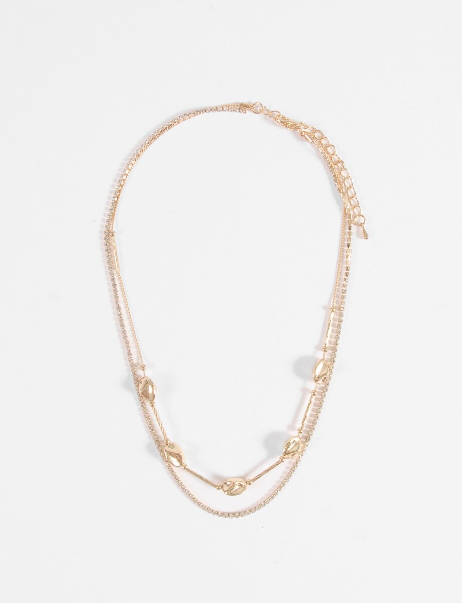 Collar largo doble con cuentas - dorado 
