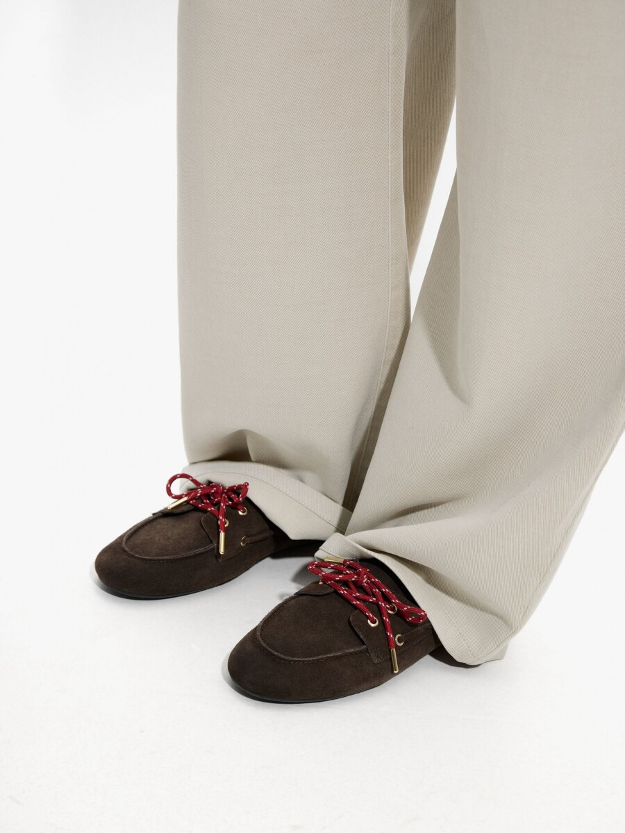 Mocasines De Piel Con Doble Cordón marron