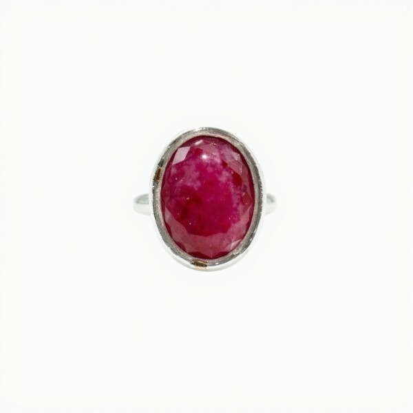 Anillo Oval-Plata 925-Piedra Raíz de Rubí-AN4764 conpiedra
