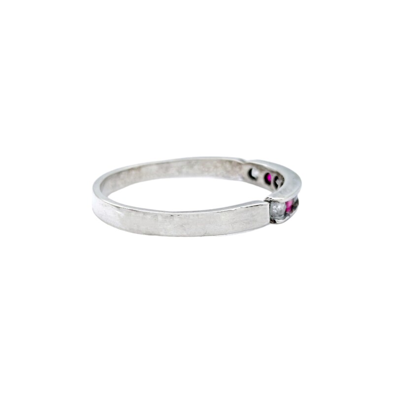 Anillo Medio sin fin-Plata 950-Piedra Rubí y zirconia-AN4114 conpiedra