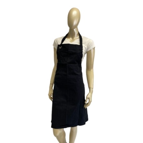 Delantal Brin con peto, sin bolsillo, con ajuste en cintura y cuello Negro