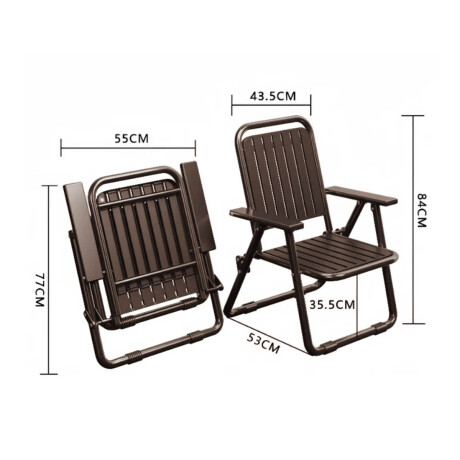 Set X4 Silla Plegable Metal Jardín Patio Exterior Marron