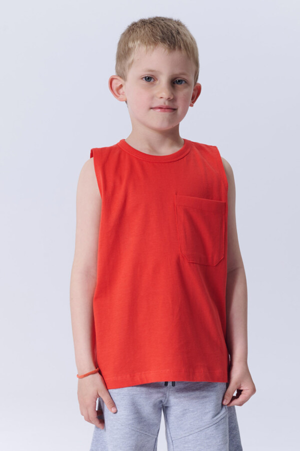 Musculosa con bolsillos Rojo