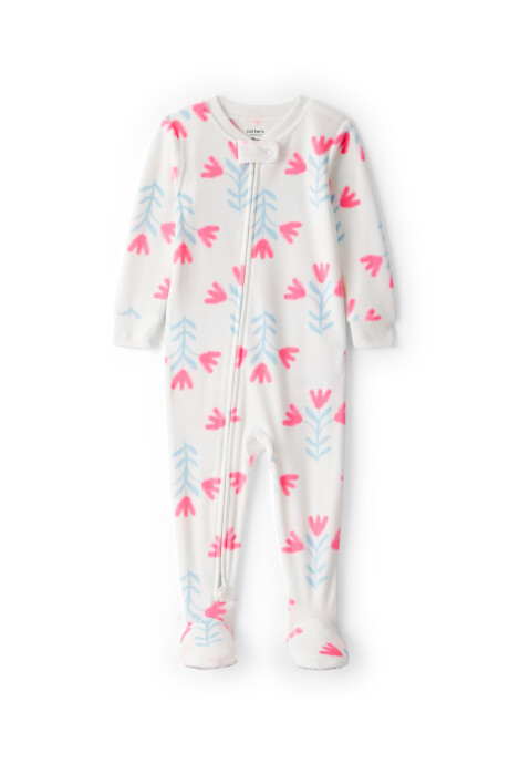 Pijama una pieza de DreamPlush, con pie, blanco, diseño floral Sin color