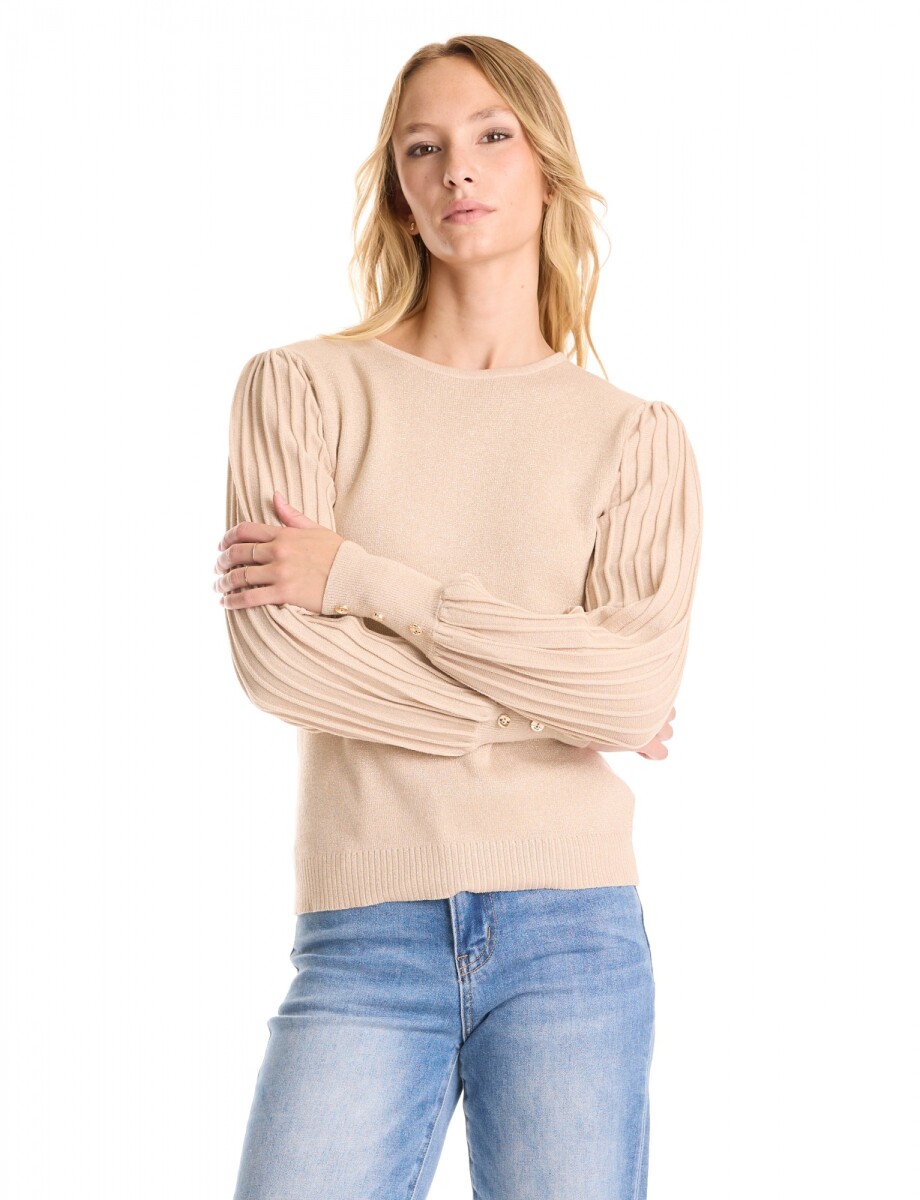 Buzo Manga Plisada - Beige 