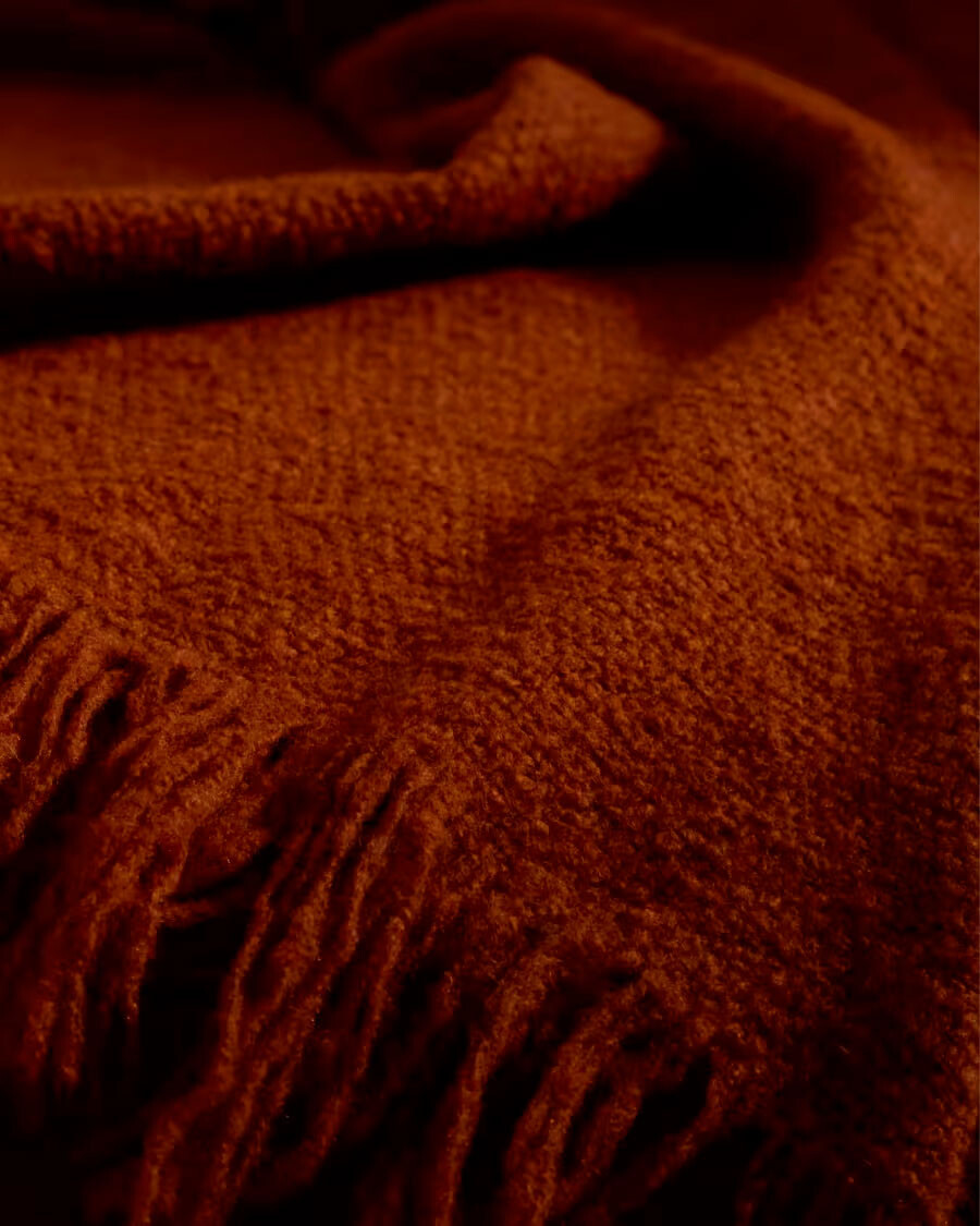 Manta Salion mezcla de lana efecto bouclé terracota 130 x 170 cm Manta Salion mezcla de lana efecto bouclé terracota 130 x 170 cm