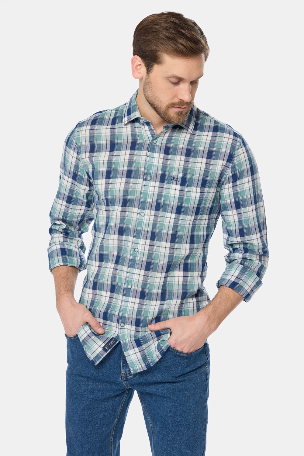 CAMISA CUADROS DE LINO Verde