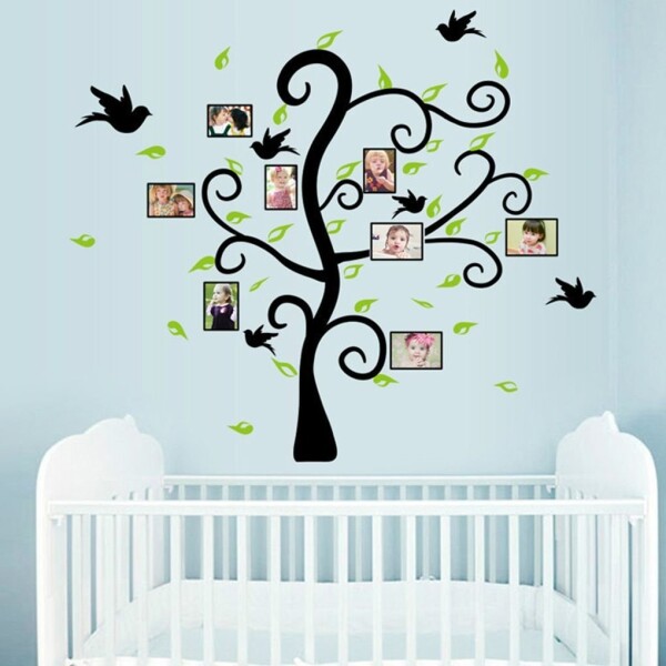 Vinilo Adhesivo Árbol Genealógico Portarretratos Para Pared Variante Arbol Con Marcos