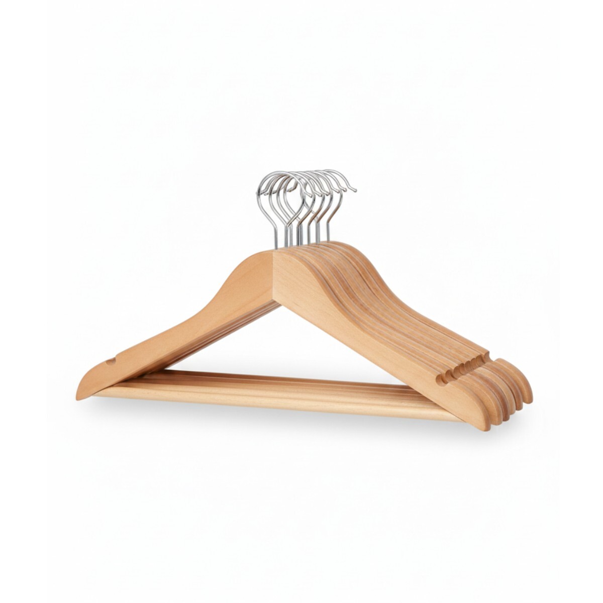 SET DE PERCHAS DE MADERA 6PZAS 