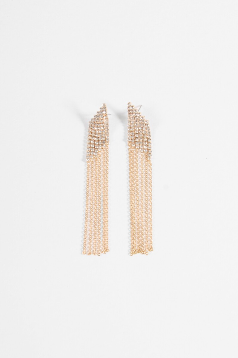 Caravanas strass cadena - dorado 