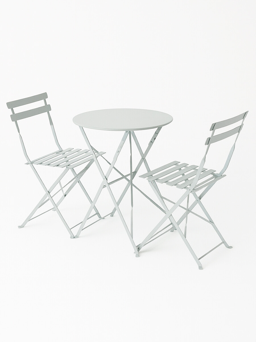 JUEGO BALCON SET MESA Y 2 SILLAS - GRIS 