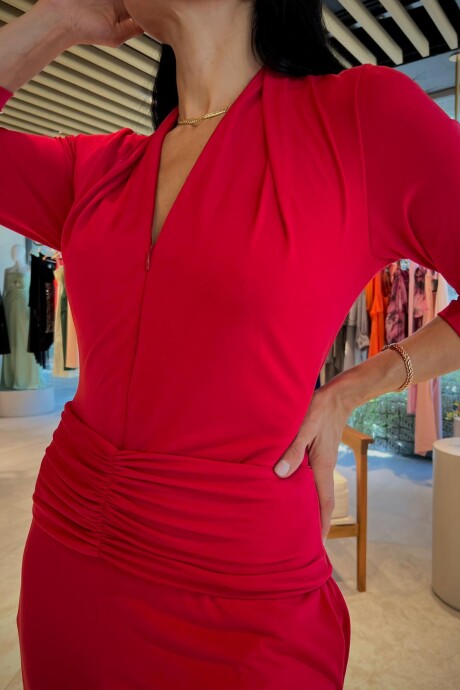 Mono manga 3/4 con faja Sonia Rojo