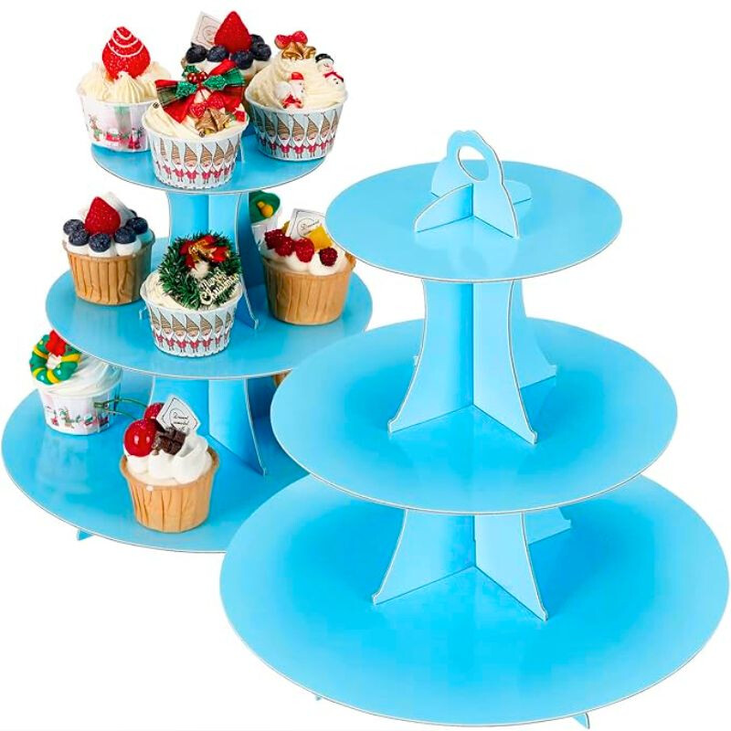 Soporte para Cupcake de Cartón Celeste