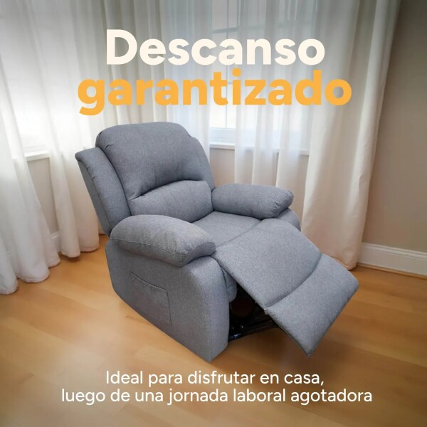 Sofá Sillón Poltrona Reclinable Masajeador Electrico Gris tela