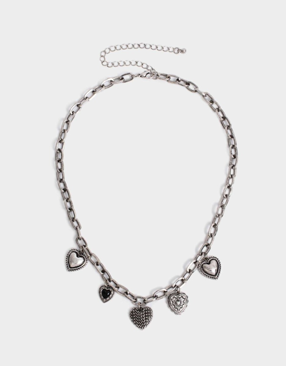 Collar Corto Corazones Antique - Plateado Antique Silver 